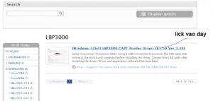 Giao diện trang web hỗ trợ tải driver máy in Canon LBP 9100cdn cho các hệ điều hành khác nhau