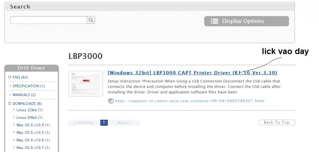 Giao diện trang web hỗ trợ tải driver máy in Canon LBP 9100cdn cho các hệ điều hành khác nhau