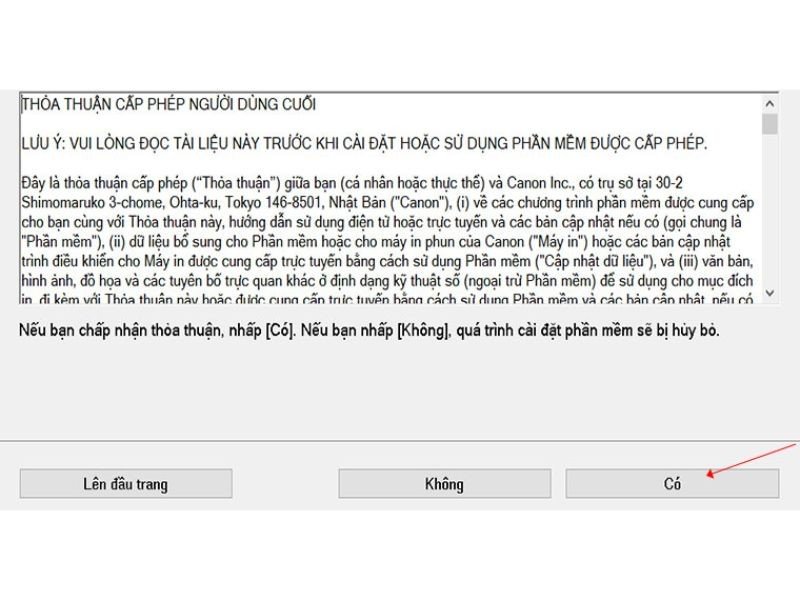Đồng ý với các điều khoản sử dụng phần mềm.