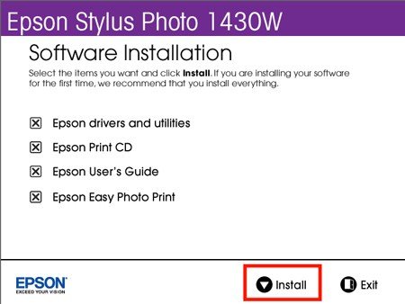 Đồng ý với các điều khoản cài đặt driver máy in Epson 1430