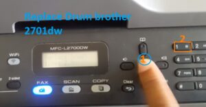 Màn hình máy in Brother MFC-L2701DW hiển thị thông báo lỗi replace drum
