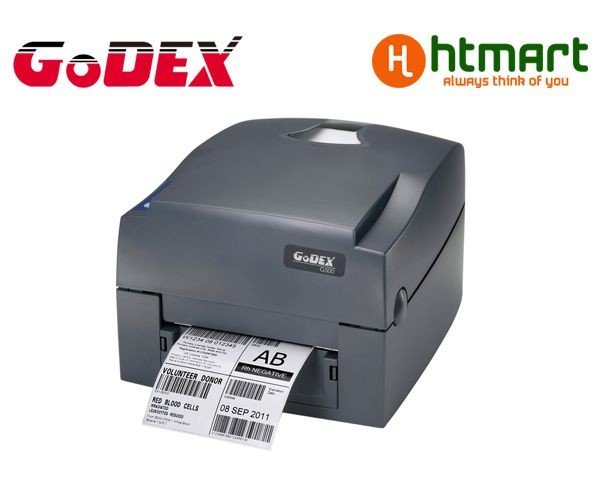 Máy in tem nhãn giấy decal Godex G500 203DPI với thiết kế nhỏ gọn, màu đen, phù hợp cho cửa hàng