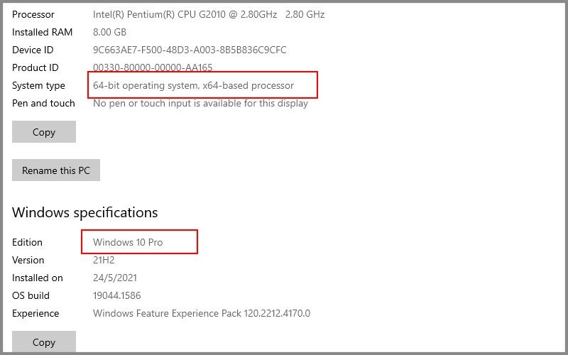 Kiểm tra thông tin hệ điều hành trên This PC Windows 10