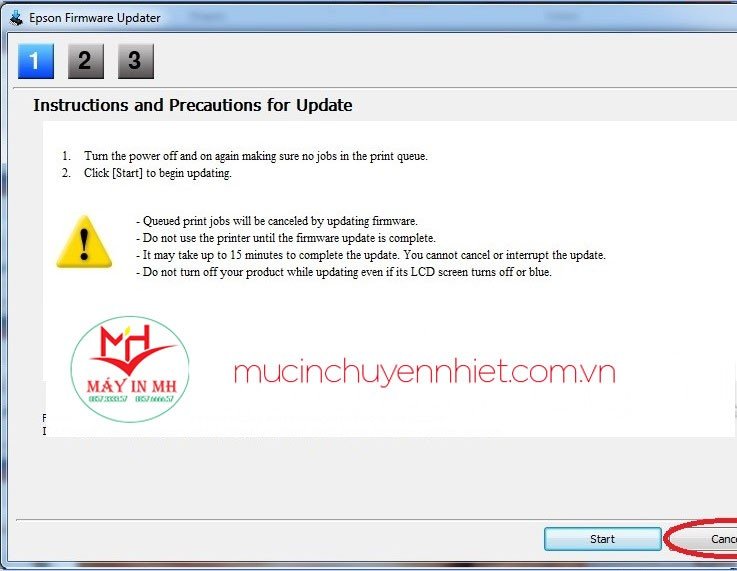 Cảnh báo hủy bỏ cập nhật Firmware cho máy in Epson L805