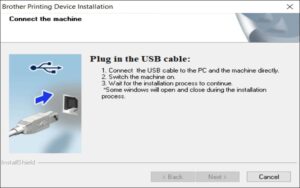Kết nối cáp USB và bật nguồn máy in Brother DCP-T710W