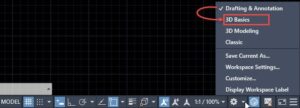Giao diện làm việc với mô hình 3D trong AutoCAD
