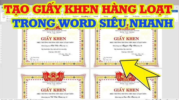 Cách In Giấy Khen Hàng Loạt Trong Excel và Word Hiệu Quả