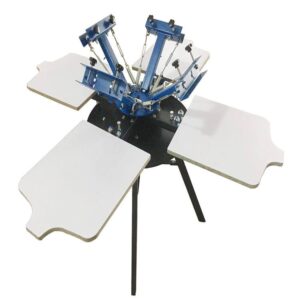 Hình ảnh tổng quan máy in lụa 4 màu 4 trạm chuyên dụng cho in áo và vải