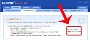 Nút tải xuống phần mềm CutePDF Writer miễn phí