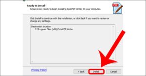 Bấm Install để bắt đầu cài đặt CutePDF Writer