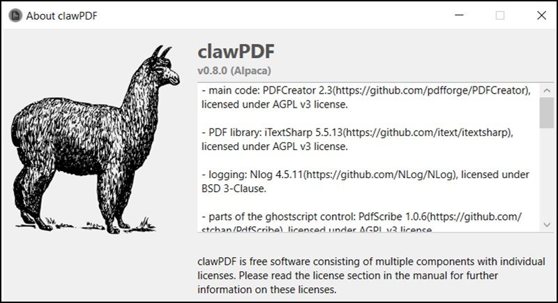 Giao diện cài đặt clawPDF