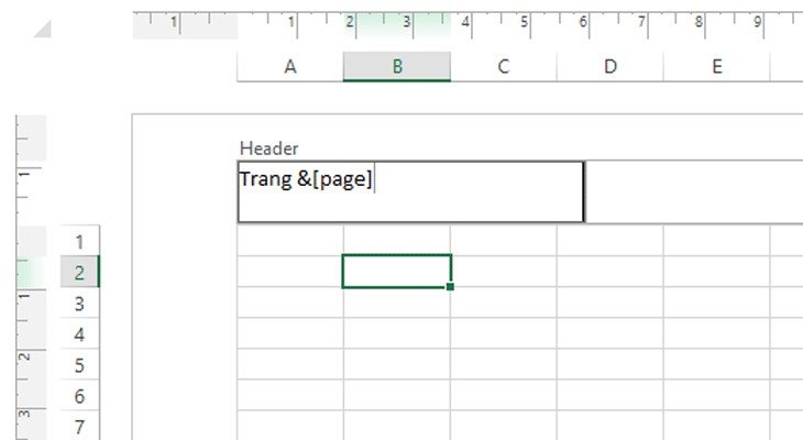Nhập biến &[Page] để đánh số trang tự động trong Excel