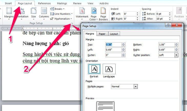 Xem trước khi in ngang A4 trong Word