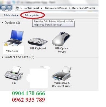 Giao diện Devices and Printers trên Windows