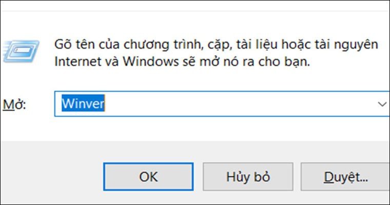 Kiểm tra phiên bản Windows bằng lệnh Winver