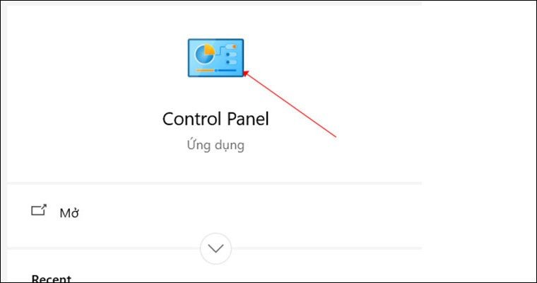 Mở Control Panel từ thanh tìm kiếm của Windows để quản lý thiết bị