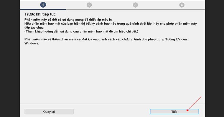 Màn hình giới thiệu quá trình cài đặt, nhấn Tiếp để sang bước kế tiếp