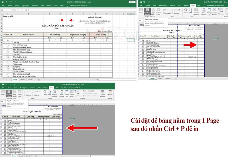 Điều chỉnh vùng in trong Excel trước khi sử dụng các loại máy in 2 mặt