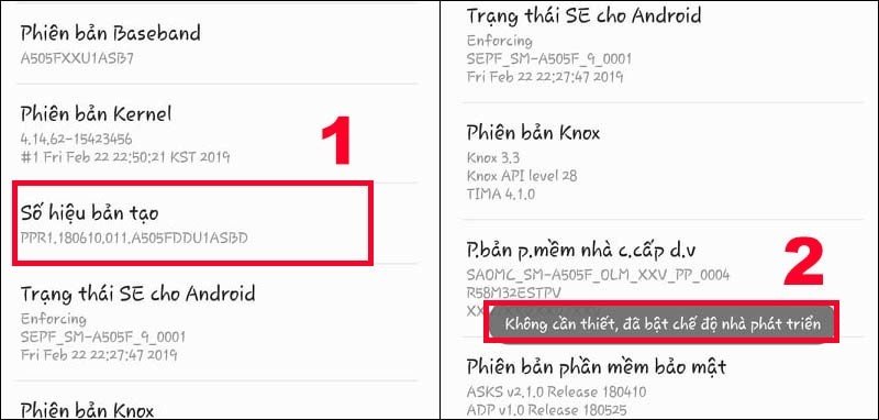 Kích hoạt chế độ nhà phát triển trên điện thoại Android để chuẩn bị in ra máy in Canon 2900