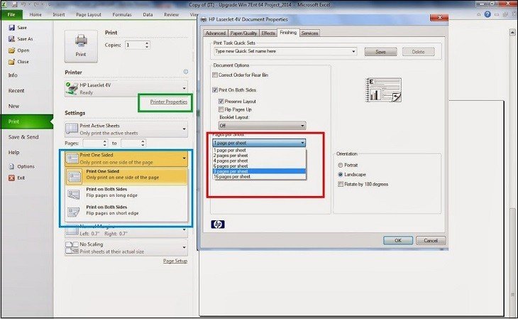 Tùy chọn in nhiều trang trên một tờ giấy (Pages Per Sheet)