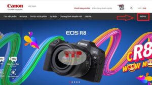 Giao diện trang chủ Canon Việt Nam với mục Hỗ trợ