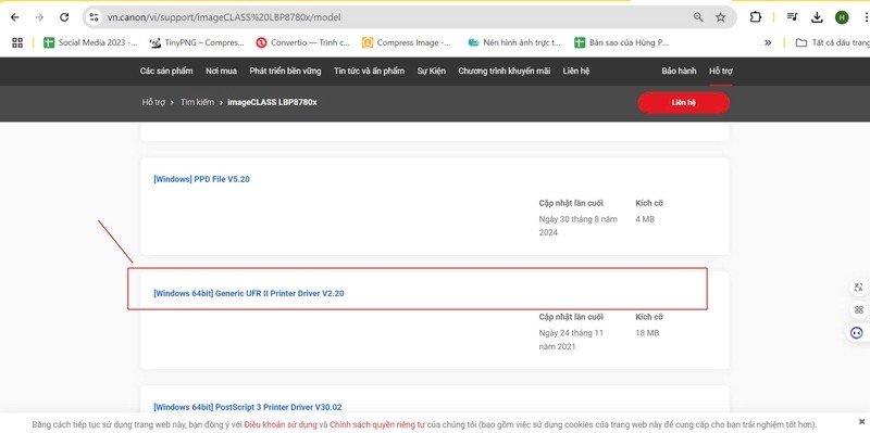 Chọn phiên bản Generic Plus LIPSLX driver cho máy in Canon LBP 8780X
