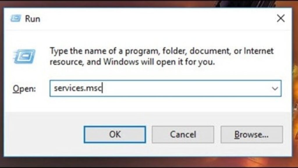 Mở hộp thoại Run để truy cập Services quản lý lệnh in máy Brother