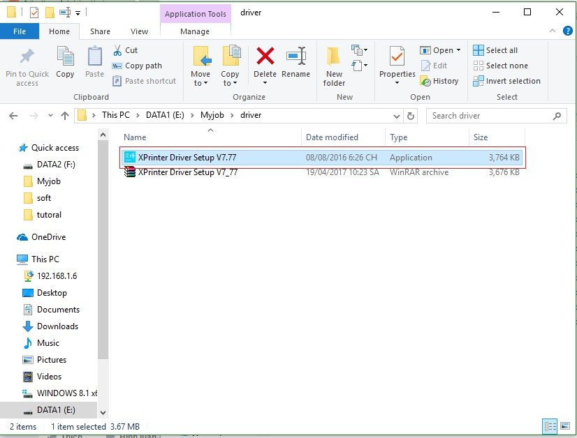 Bắt đầu cài đặt driver Xprinter Q200 bằng file setup
