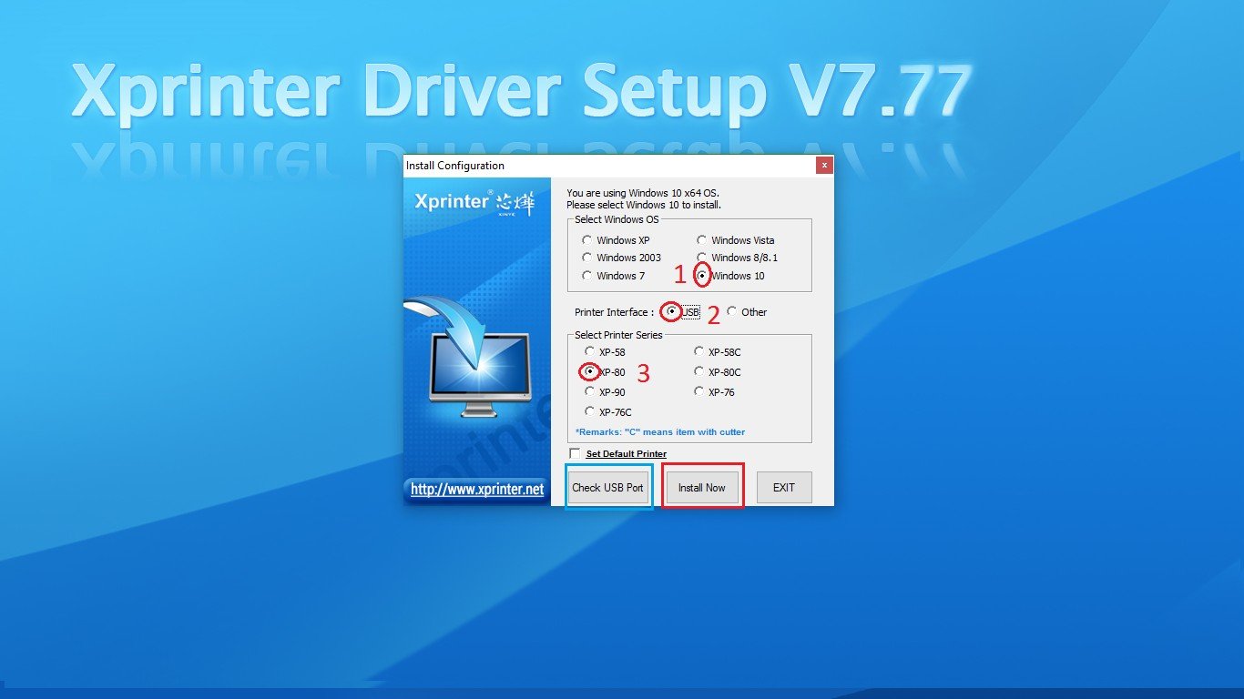 Giao diện chọn cấu hình ban đầu cho driver máy in Q200