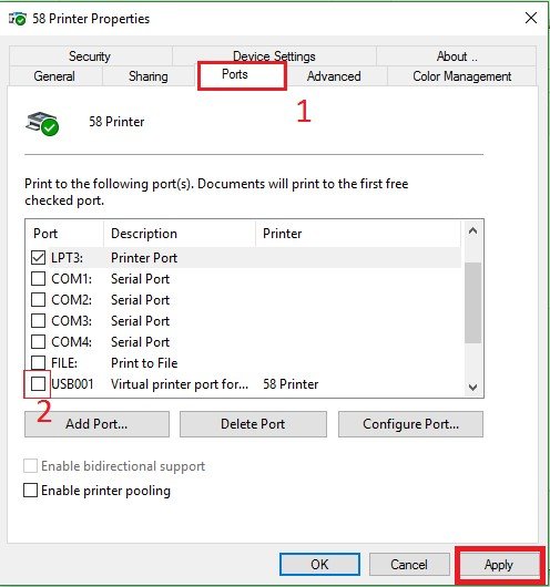 Cài đặt cổng kết nối (Port) cho máy in Xprinter Q200