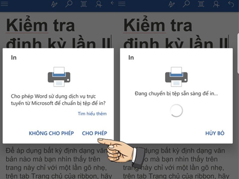 Chọn ảnh để in trên giao diện ứng dụng in di động