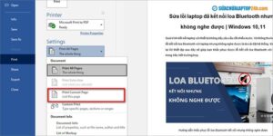 Chọn Print Current Page để chỉ in duy nhất trang hiện tại trong Word