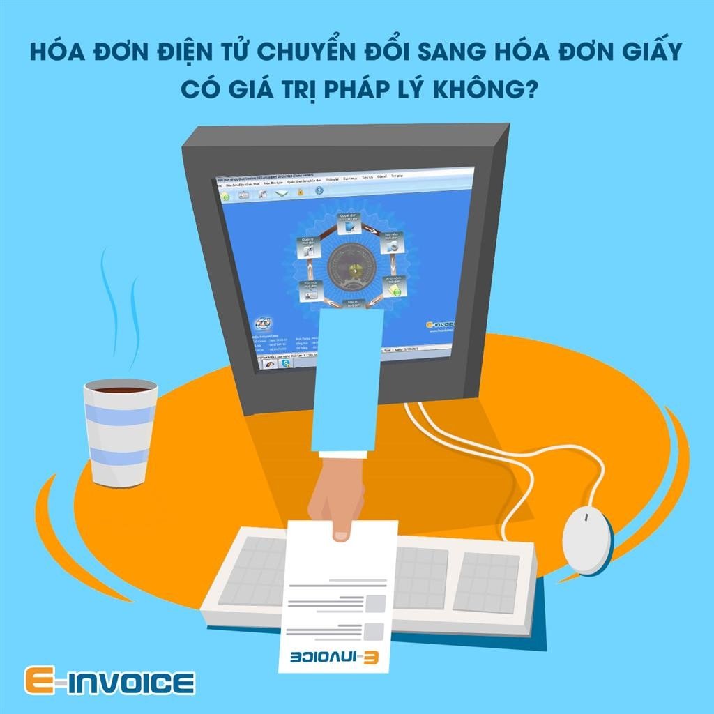 Mẫu hóa đơn điện tử chuyển đổi sang giấy có chữ ký người bán và dấu đỏ đảm bảo pháp lý