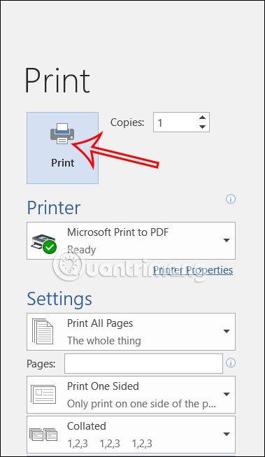 Hoàn tất thiết lập và nhấn Print để in nhiều trang trên giấy A4 Word