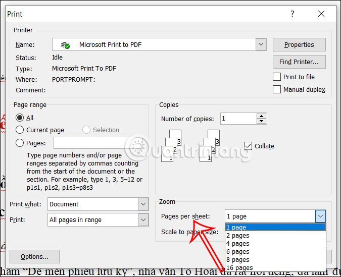 Thiết lập số trang trên mỗi tờ trong Pages per sheet Word 2007