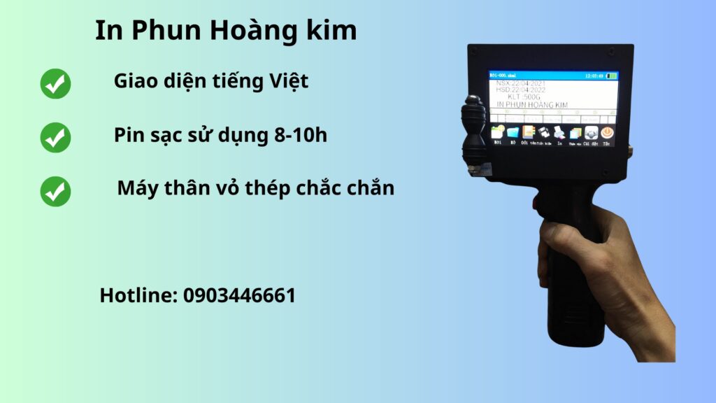 Chọn máy in bao bì cầm tay chất lượng Máy in bao bì cầm tay hiển thị màn hình làm việc