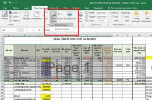 Chọn Set Print Area để giới hạn vùng in trong Excel