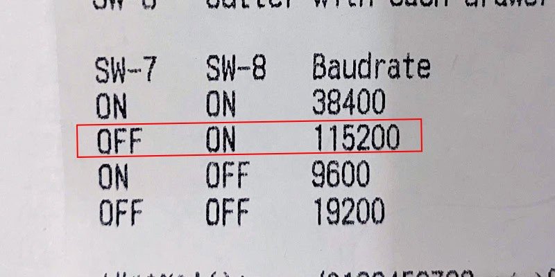 Thông tin chi tiết về các thiết lập công tắc gạt trên máy in bill Xprinter cho cổng COM