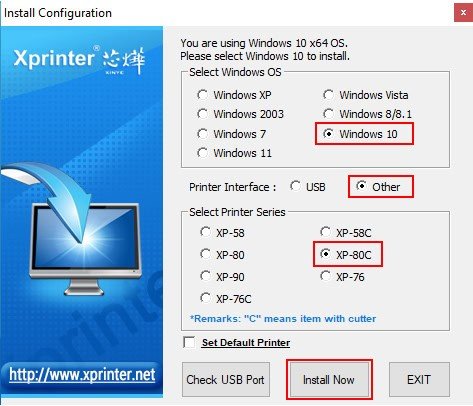 Trong quá trình cài đặt driver, chọn cổng kết nối là Other hoặc LAN thay vì USB