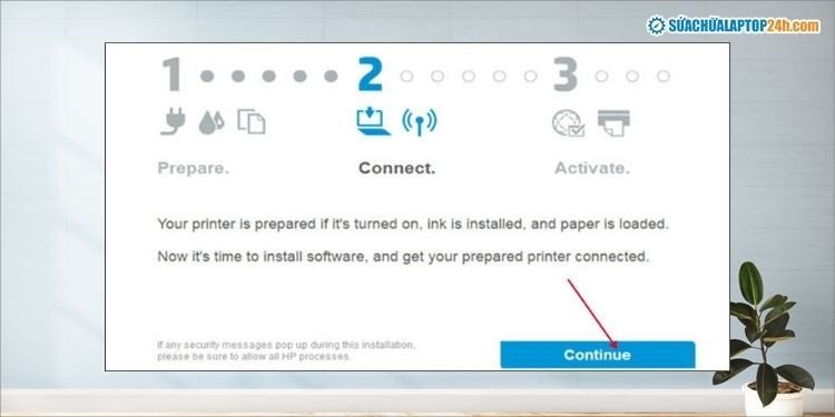 Bắt đầu quá trình thiết lập cài đặt driver máy in HP