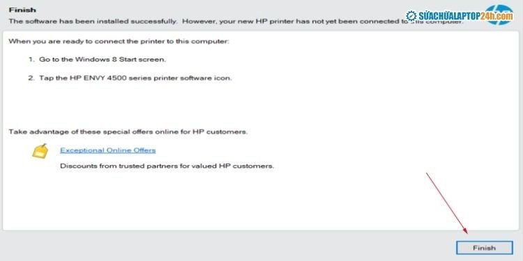 Hoàn tất quá trình thiết lập và cài đặt máy in HP trên laptop