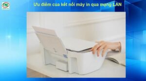 Biểu đồ thể hiện nhiều máy tính sử dụng chung một máy in qua mạng