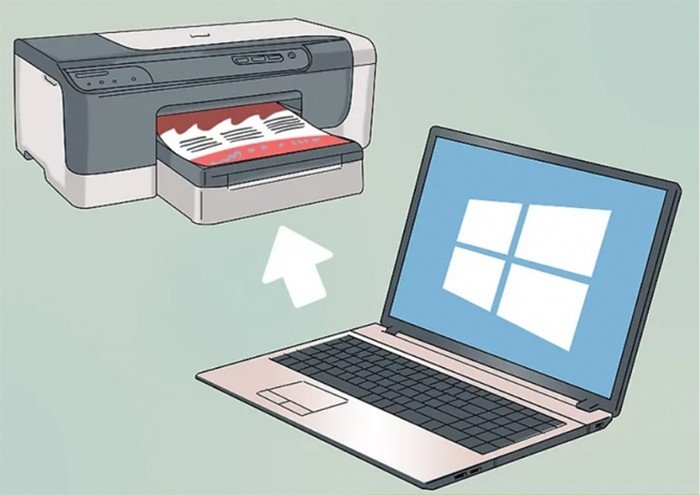 Minh họa kết nối máy in với laptop Win 7 qua mạng Wi-Fi tiện lợi