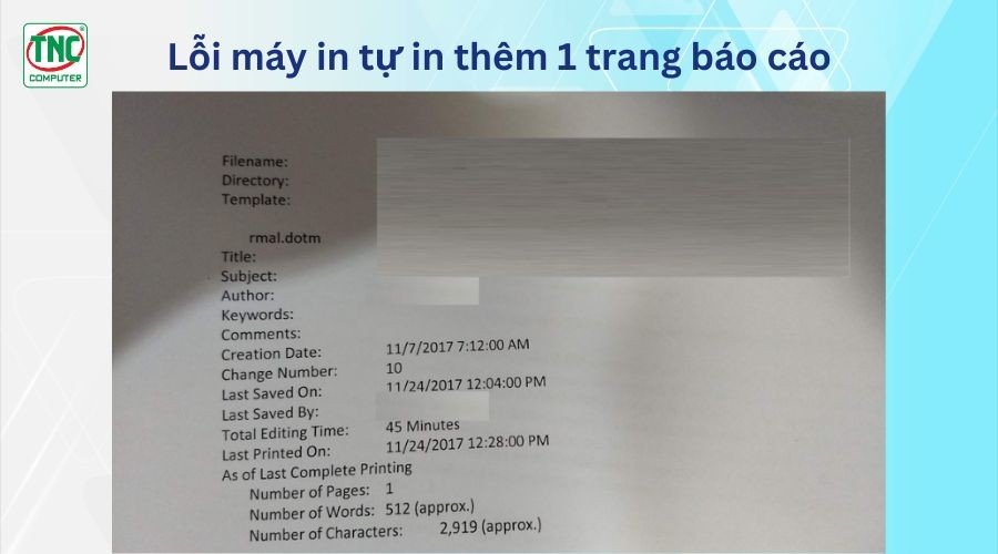 Máy in xuất ra trang báo cáo hoặc thông tin cấu hình
