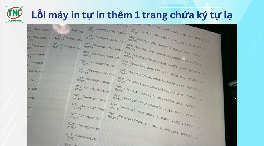 Máy in xuất ra trang chứa các ký tự khó hiểu
