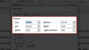Cửa sổ Print trong Word với tùy chọn khổ giấy A3 và căn lề