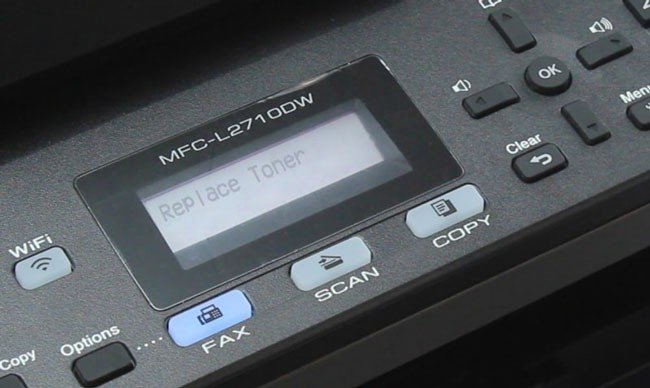 Giao diện màn hình máy in hiển thị mức mực còn lại