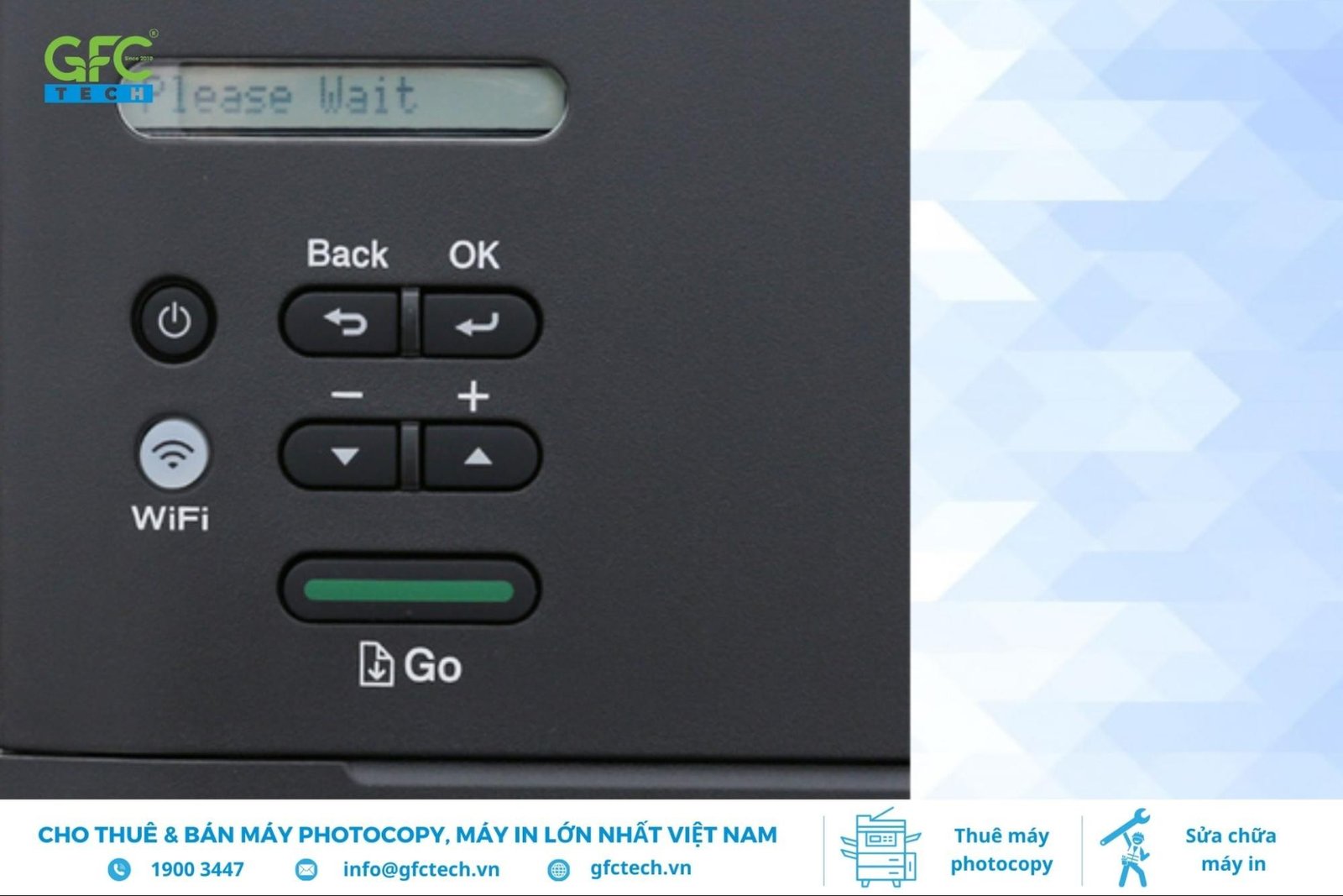 Nhấn phím OK 3 lần trên Brother HL-L2366DW để in báo cáo thông tin máy và số trang đã in