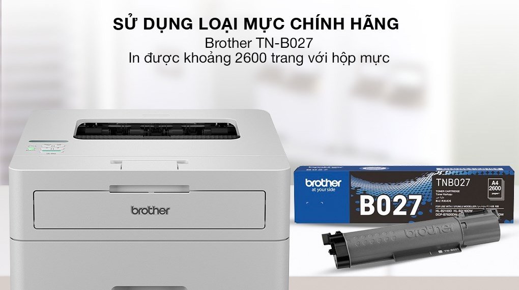Hộp mực in chính hãng Brother TN-B027 dành cho máy in Brother HL-B2180DW Wifi, đảm bảo chất lượng bản in.