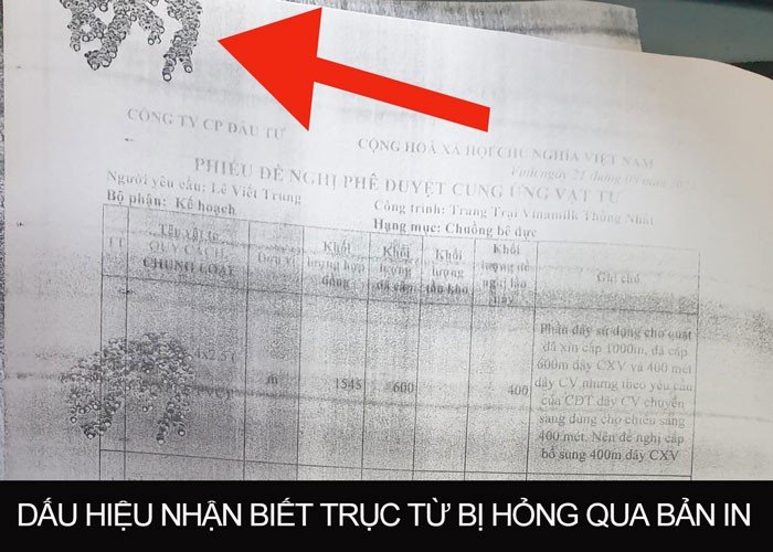 Các loại lỗi in do trục từ máy in hỏng